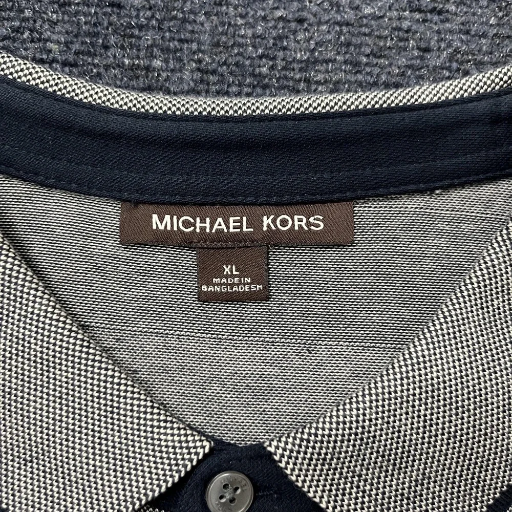 Michael Kors Polo Shirt Mens XL Gray Stripe Short Sleeve Casual Golf‎ Preppy